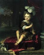 Portrait of a child with a tit, Carel de Moor